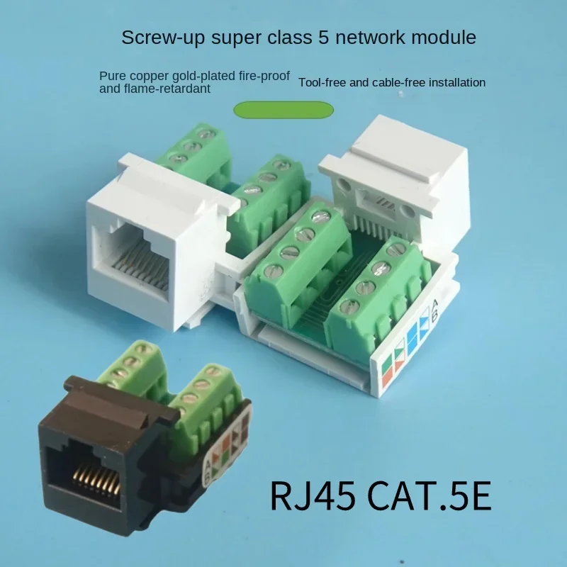 Braçadeira de Jack Keystone Ethernet Parafuso Módulo com Fio Plugue de Parede Preto Branco Rj45 Cat5e Pcs