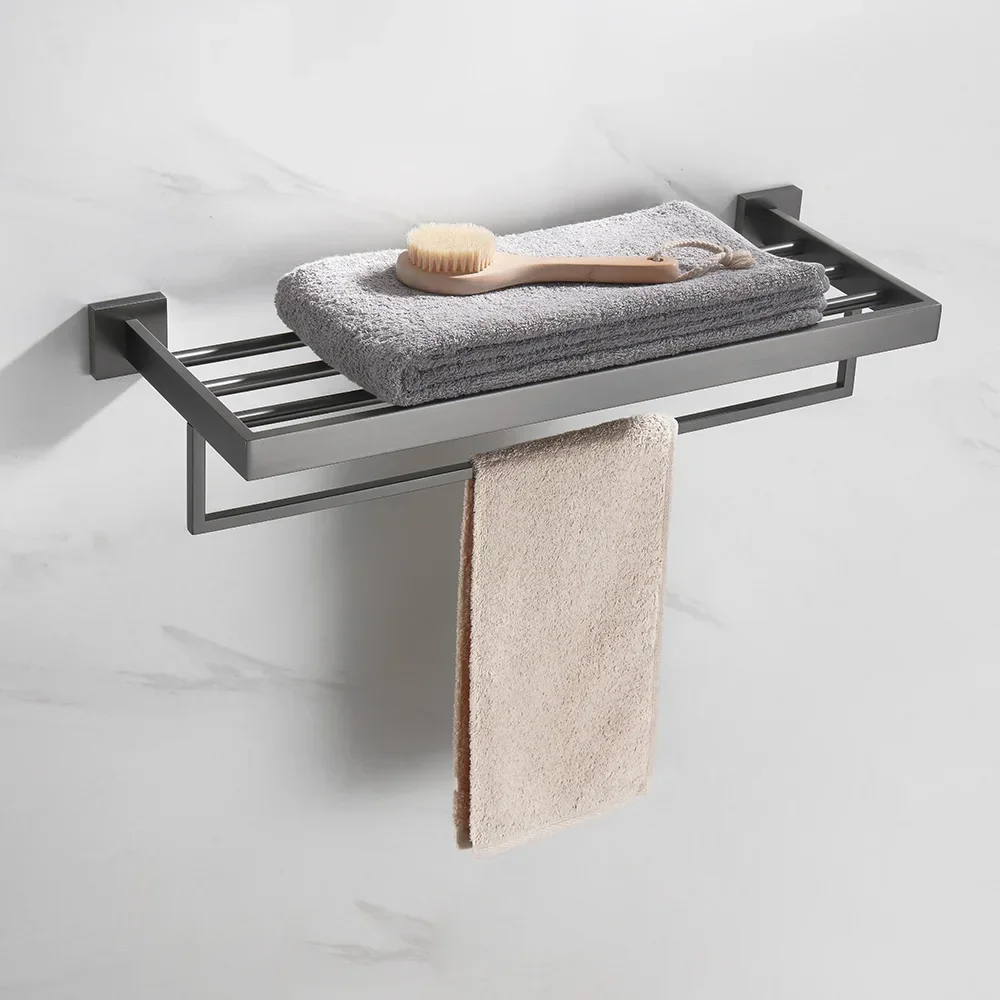 Gunmetal Stainless Steel Bathroom Accessories Towel Rack Toilet Paper Holder Robe Hook Towel Bar