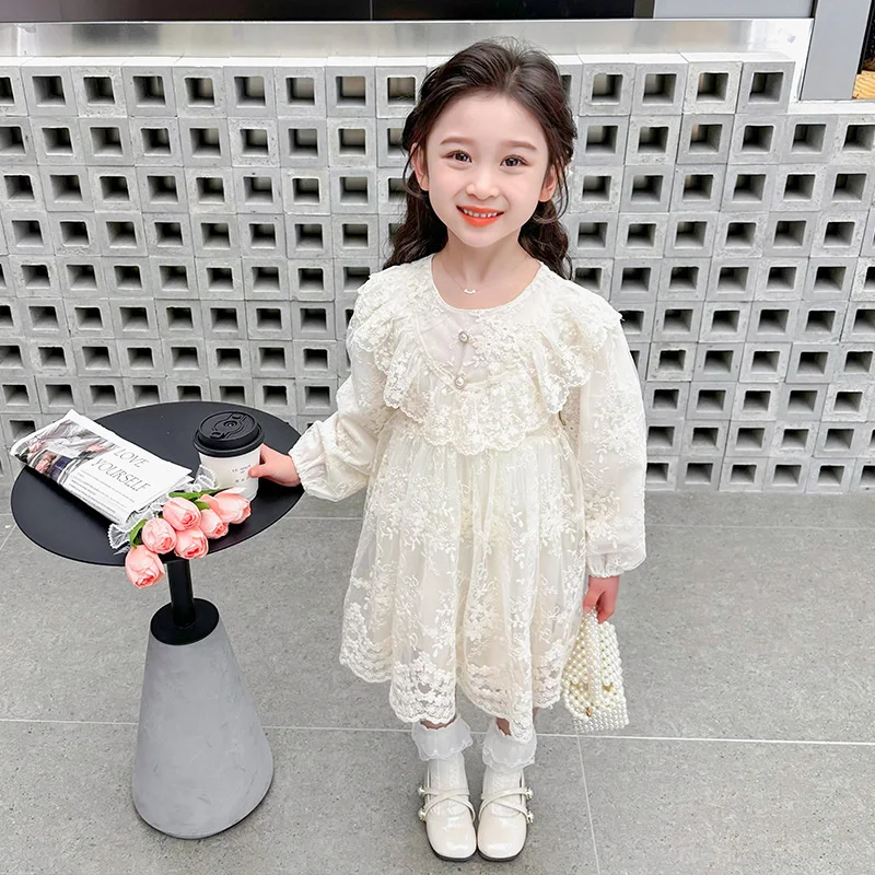 

Girl Dress Kids Party Birthday Evening Gown Cotton 2024 Lace Spring Autumn Sport Teenagers Outwear Flower Girl Dress Children Cl