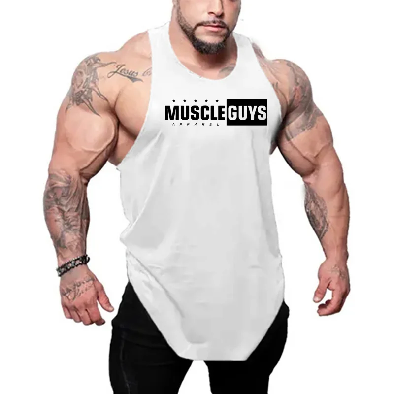 

Muscle Guys Gym Bodybuilding Cotton Sleeveless Breathable Tank Tops Summer Absorb Sweat Cool Mens Fitness Running Sport Shirt