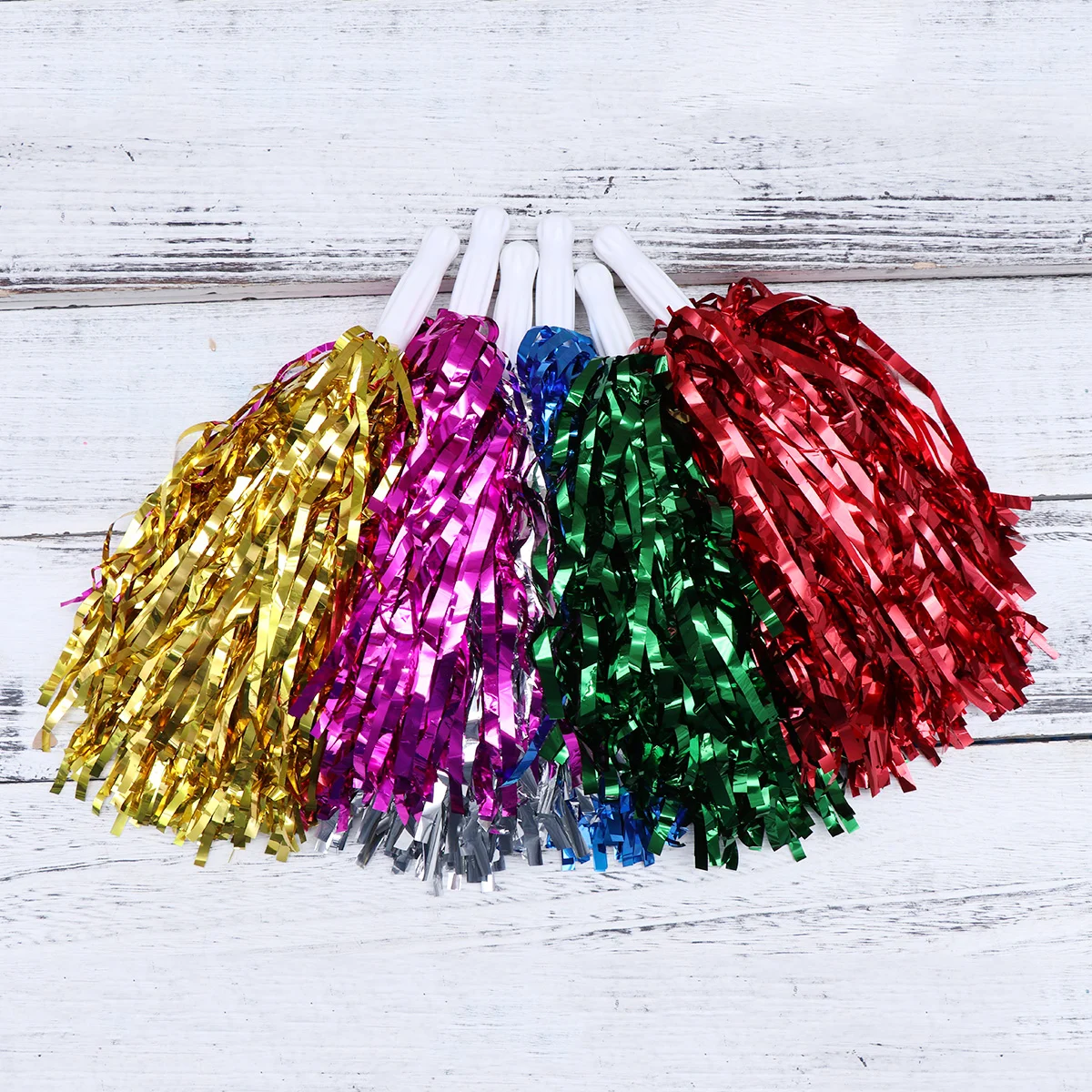 

12pcs cheerleading poms squad spirited pom with handle for sports game events dance cheer prop football club party decor