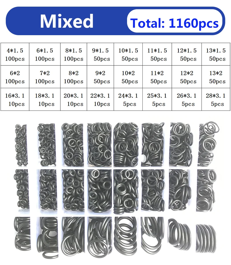 50pcs Rubber Assortment O-Ring NBR Repair Kit Faucet Sealing Valve  Waterproof Machine Oil-Resistant Gasket Kit - AliExpress