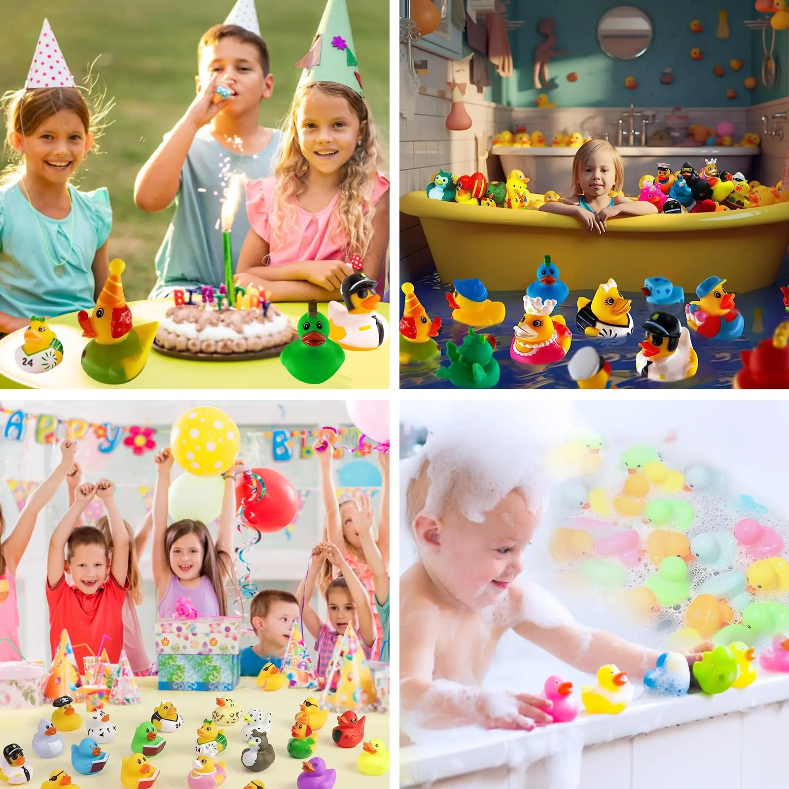 1-100pcs Rubber Ducks in Bulk,Assortment Duckies for Jeep Ducking Floater Duck Bath Toys Party Favors 4