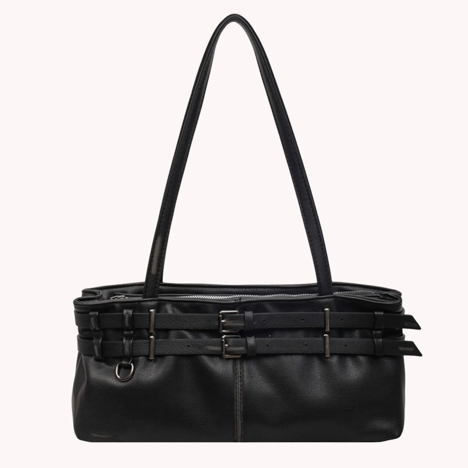 Women PU Leather Single Shoulder Tote Bag with Zipper One Shoulder Armpit Bag Single Shoulder Handbag for School Work Daily Use