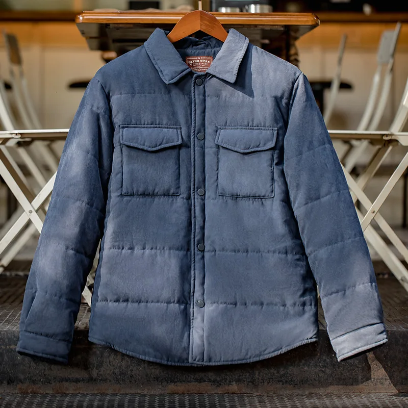 Maden Reversible Peach Pile Cotton Jacket for Men Anti-wrinkle and Warm Thickened Coat Fall and Winter Casual Multi-Pocket Parka 5