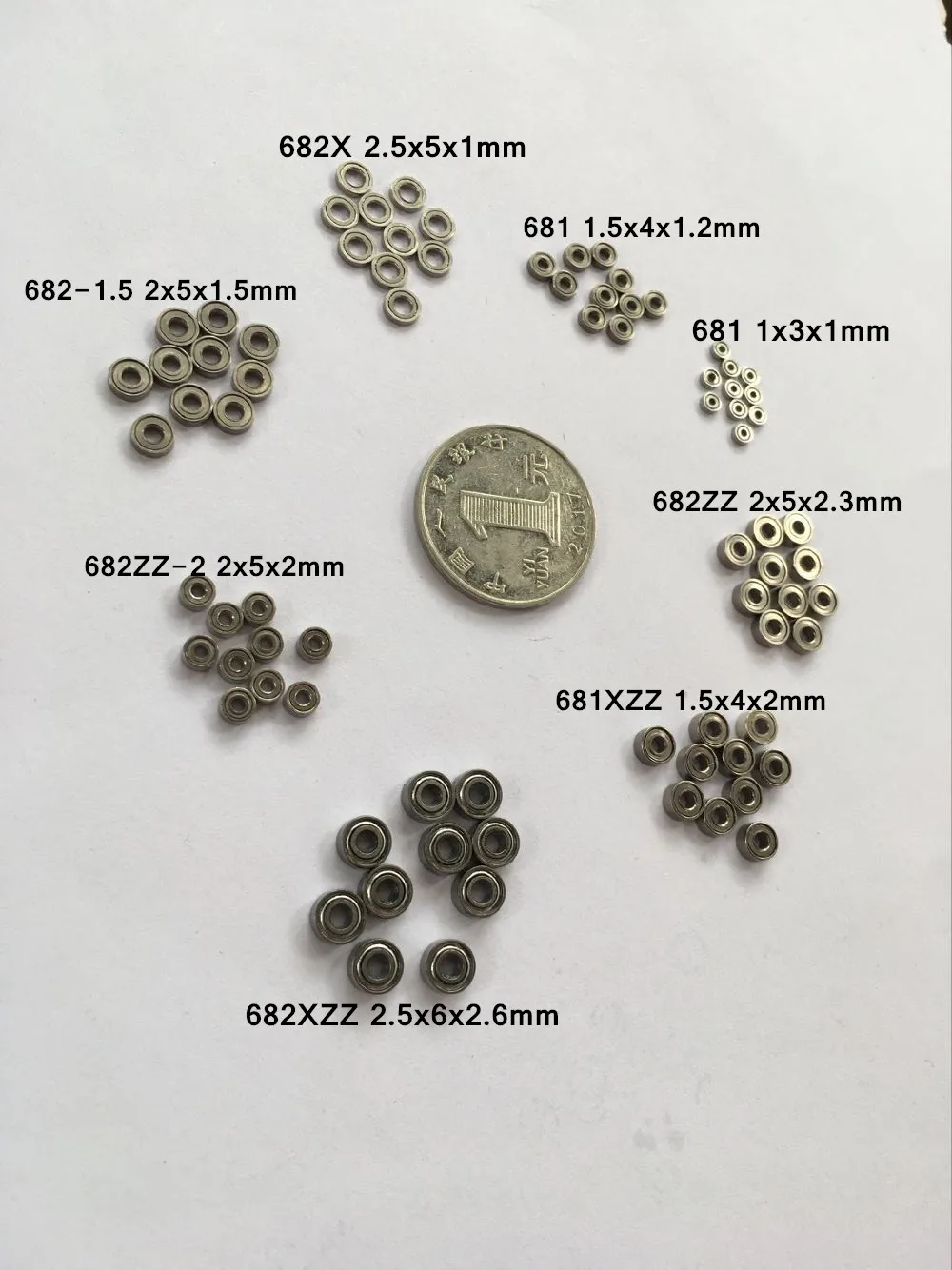 弾丸 10pcs 681 1x3x1mm 681X 681XZZ 682ZZ 682X 682XZZ Mini Bearing Ball