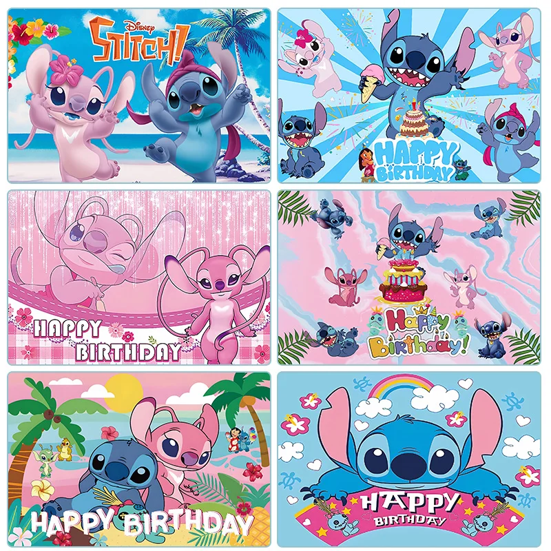 Birthday Background Supplies Birthday Backdrop Decoration Birthday Party Supplies Disney Lilo And Stitch Theme Backdrop Children's Birthday Party Decorations Baby Shower Hula Girls Party Props Banner Shooting