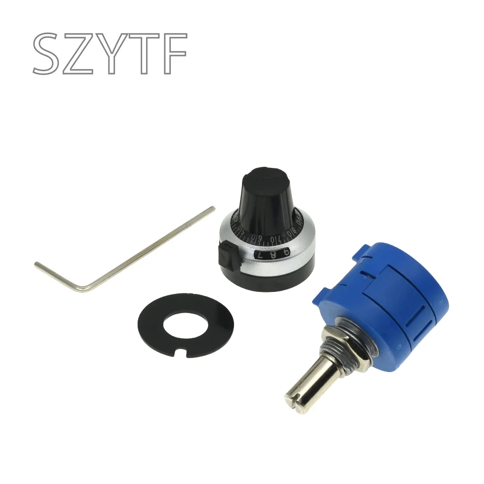 3590S-2 3590S Series Precision Multiturn Potentiometer 10 Ring Adjustable Resistor + 1PCS Turns Counting Dial Rotary 6.35mm Knob multiturn potentiometer