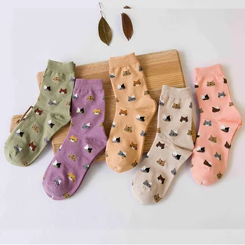 Cute Cat Print Mid Socks 1