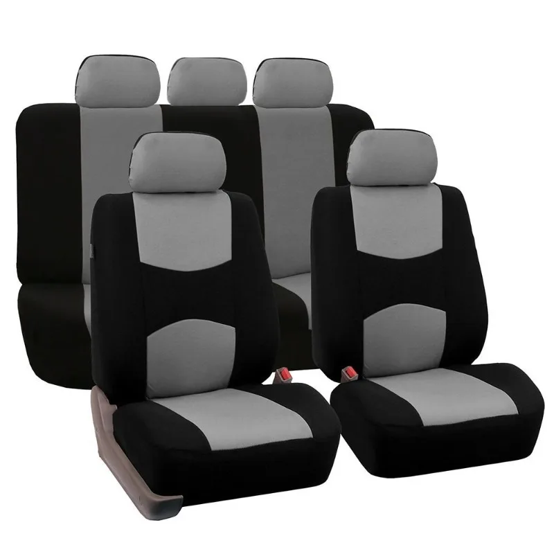 Coprisedili Universali in Poliestere per Auto, Set Coprisedili Adatto alla Maggior Parte di Auto, SUV, Furgoni, Tessuto Liscio Bicolore, Elegante Protezione per Sedili Auto - immagine 2
