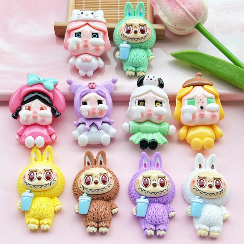 

2 шт. miniso cute labubu cartoon резиновые кабошоны из смолы для рукоделия