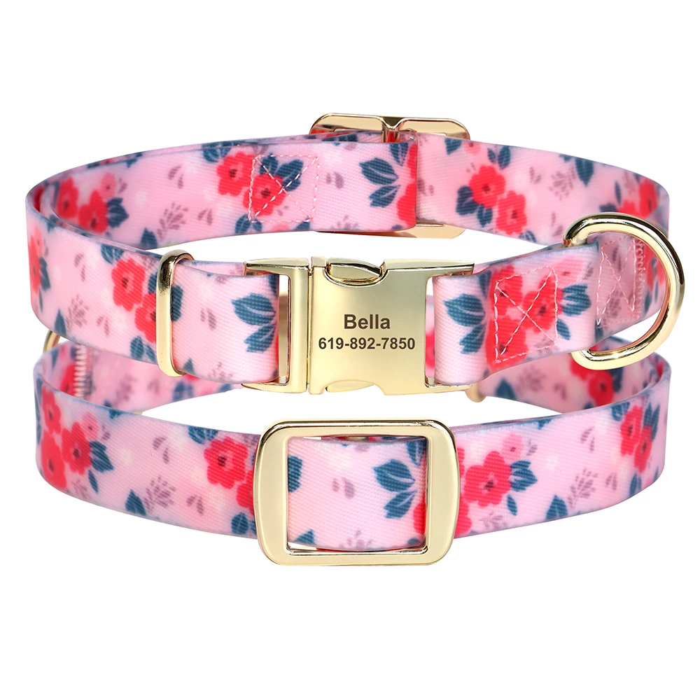 Custom Waterproof PVC Dog Collar with Personalised Name Plate Water