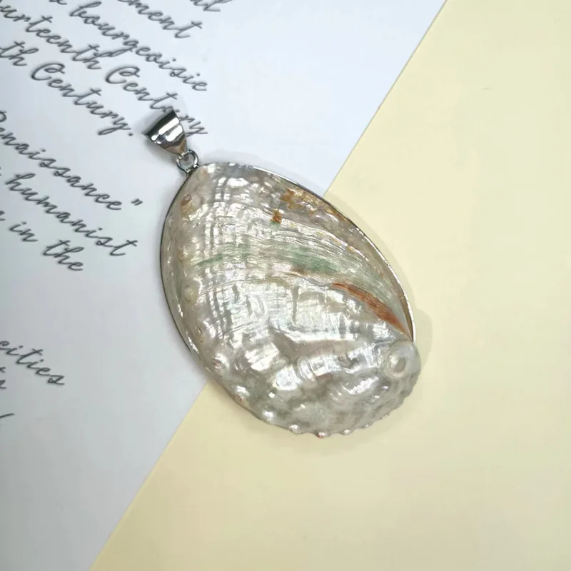 

Natural White Abalone Shell Pendant Oval DIY Necklace Earrings Charms Woman Girl Jewelry Finding Gift