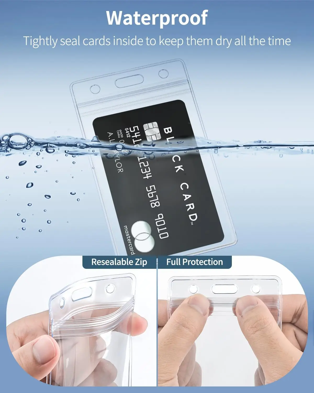 Clear Plastic Vertical Name Badge ID Card Holders 10 Pcs with Waterproof Resealable Zip Plastic Name Tag Holder card holder credit card holder id card holder id card case