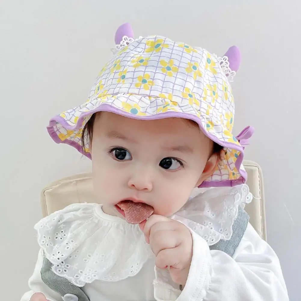 

Practical Baby Sun Caps Moisture-proof Accessory Baby Girl Sun Beach Caps with Lace Design Baby Caps Baby Hat