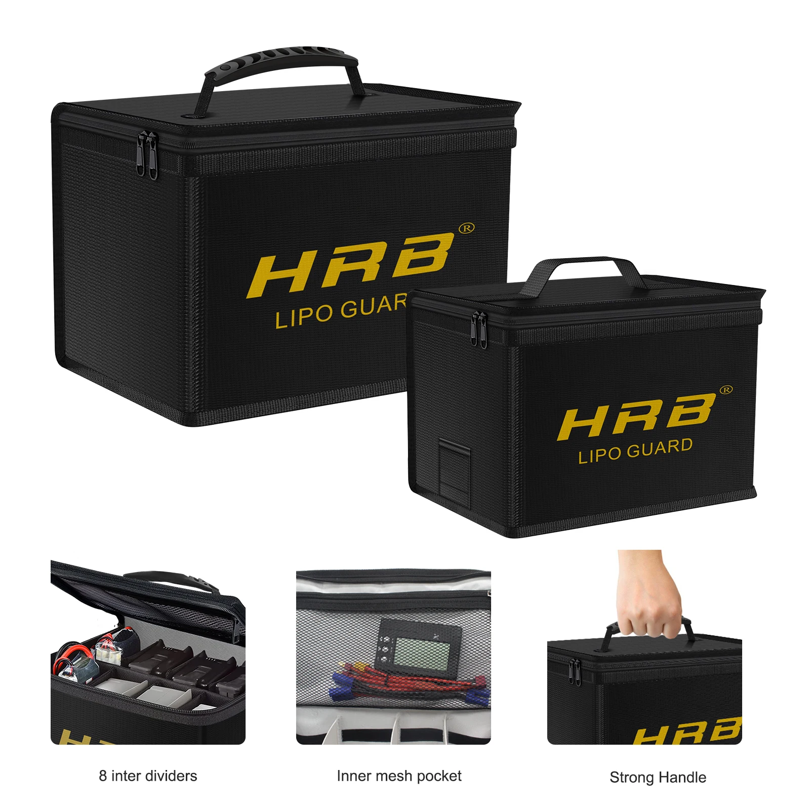 HRB Lipo 안전 가방, RC Lipo 가드 가방, 내화성 방수 휴대용 가방, RC Lipo 배터리 가방, RC 자동차 드론 보트 Lipo