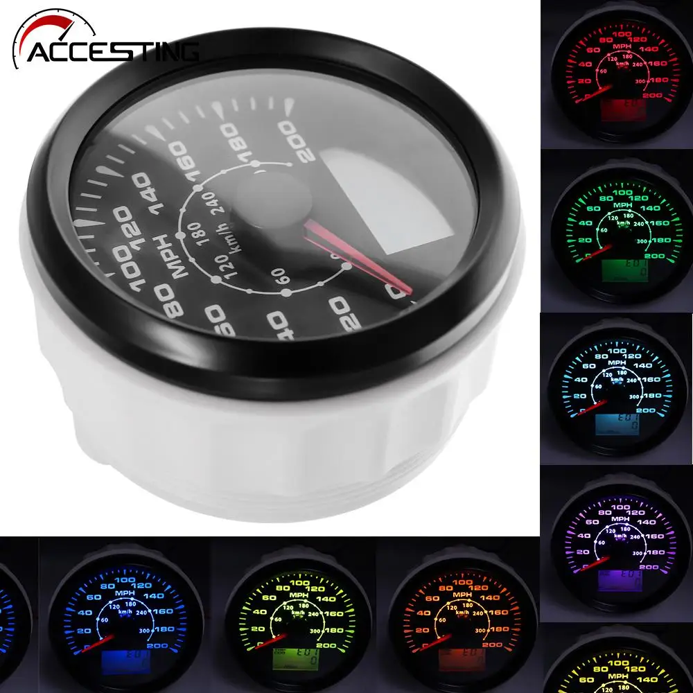 8 Back lights Boat Car GPS Speedometer Digital LCD Speed Gauge Odometer