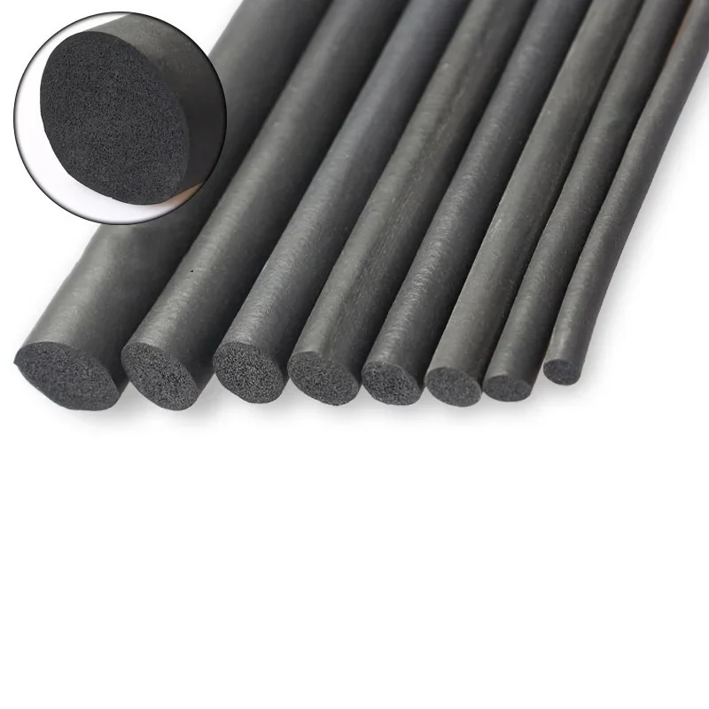 Black EPDM Rubber Foam Sealing Strip Round Sponge Cord Bar for Cabinet Door Seal