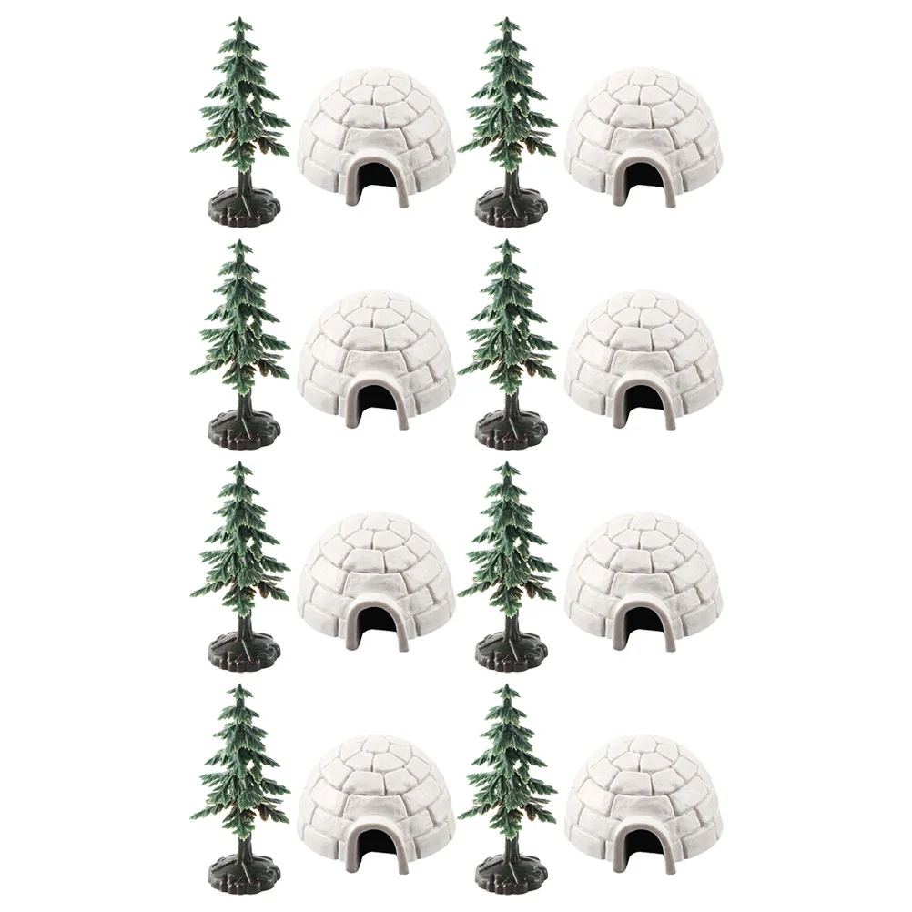 

Igloo Model Christmas Decorations Ice House Models Farm Figurines Photo Ornament Winter Plastic Micro Landscape Mini Trees