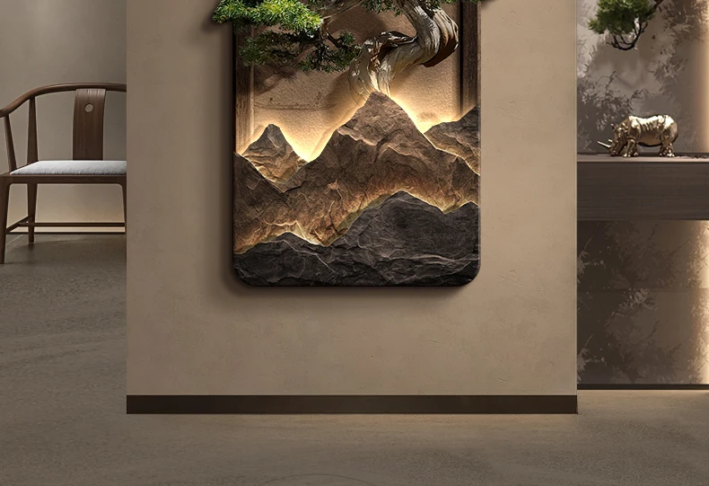 LED light Welcome Pine New Chinese Hallway Decorative Painting Corridor Hanging Painting Advanced Sense Entrance Door Mural Ligh LED light Welcome Pine New Chinese Hallway Decorative Painting Corridor Hanging Painting Advanced Sense Entrance Door Mural Ligh