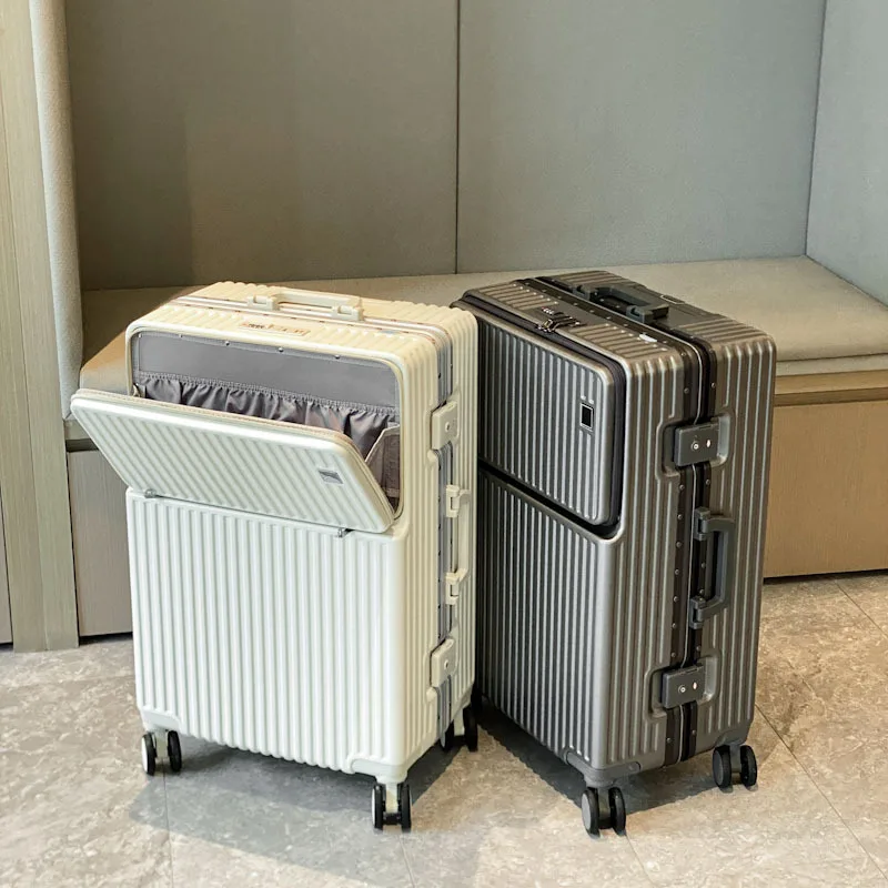 Aluminium Frame Luggage  Luggage Suitcase Front Fastening Luggage Universal Wheel Boarding Suitcase with Combination Lock