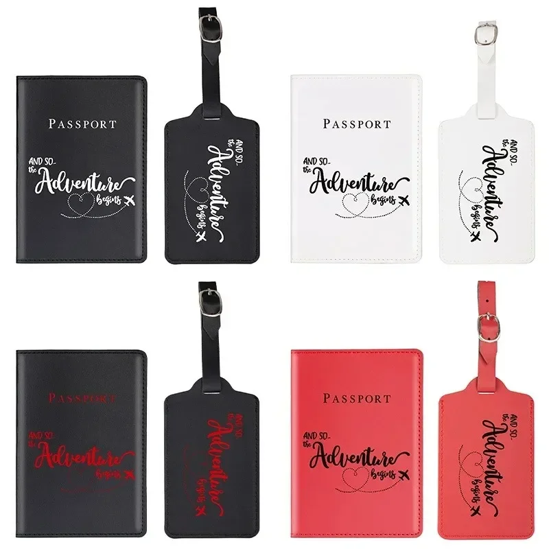 

Business Trip Travel ID Credit Card Protective Case Protector New PU Leather Luggage Tag Passport Holder Passport Cover Set