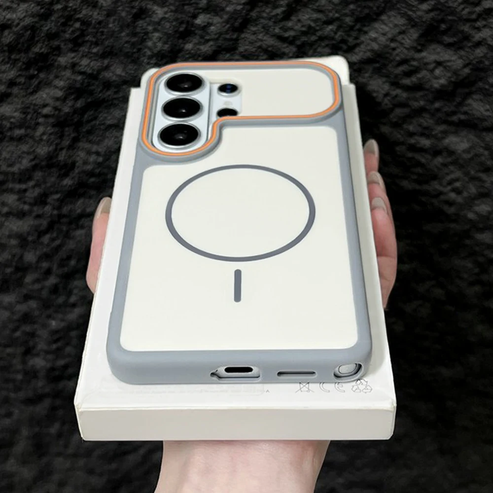 Luxury Dual Tone Matte Phone Case For Samsung Galaxy S26 S25 S24 S23 Ultra Plus For Magsafe Wireless Charge Cover