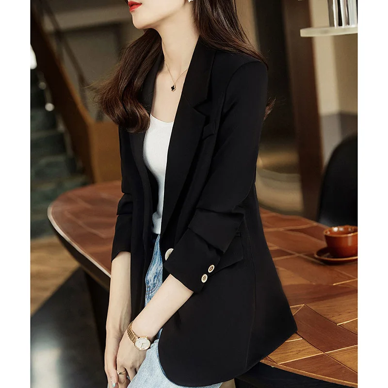 Elegant Lapel Button Spliced Solid Color All-match Blazer Women's Clothing 2023 Autumn New Casual Tops Loose Office Lady Blazers