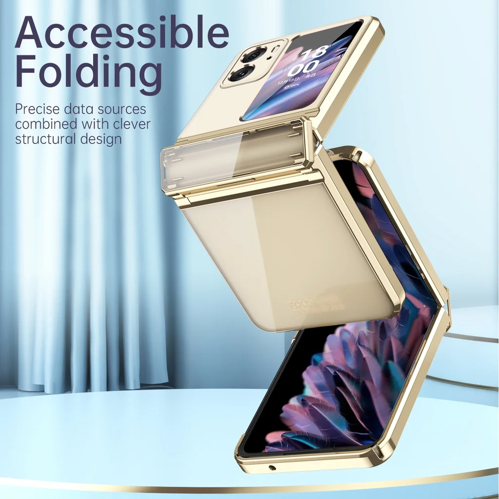 For OPPO Find N2 Flip 5G Case Plating Magnet Hingle Full Protect Camera Transparent Hard PC Cover Shockproof Fold Shell