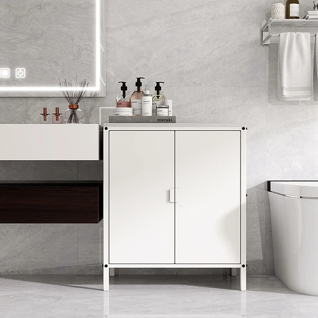 ตู้เก็บของสแตนเลสสีดำด้านและสีขาวแบบสองประตู สำหรับใช้ในสวนกลางแจ้งและห้องครัว 6