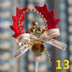 Festive Christmas Cupcake and Cake Decoration Set - Holiday-Themed Toppers, Bows, and Bells - 50PCS (13)