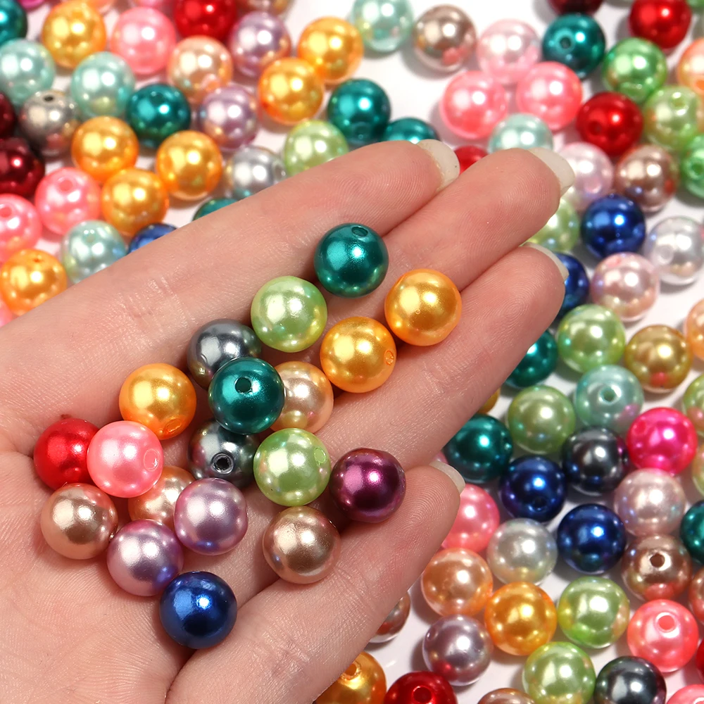10-1000Pcs/Lot 3-20mm Imitation Pearl Acrylic Spacer Beads Drilled Hole Round Bead DIY Crafts Ornament Making Charm Accesso
