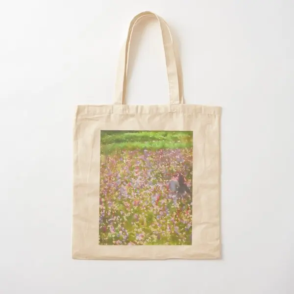 

The Meadow Watercolor Cotton Canvas Bag Foldable Designer Reusable Travel Fabric Printed Fashion Tote Grocery Ladies Shopper