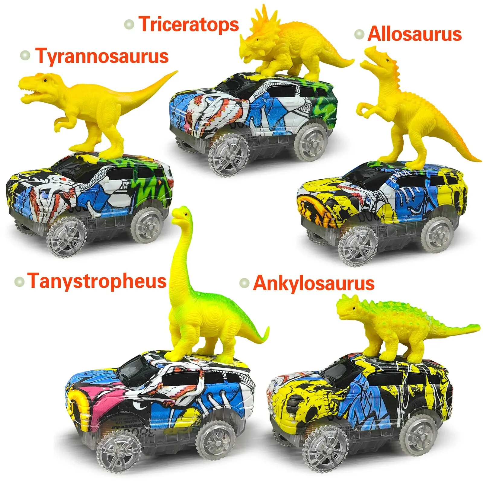 Electric Dinosaur Car Toy Magic Climbing Track Railway Set Bend Flexible Flash Light Kid Toy