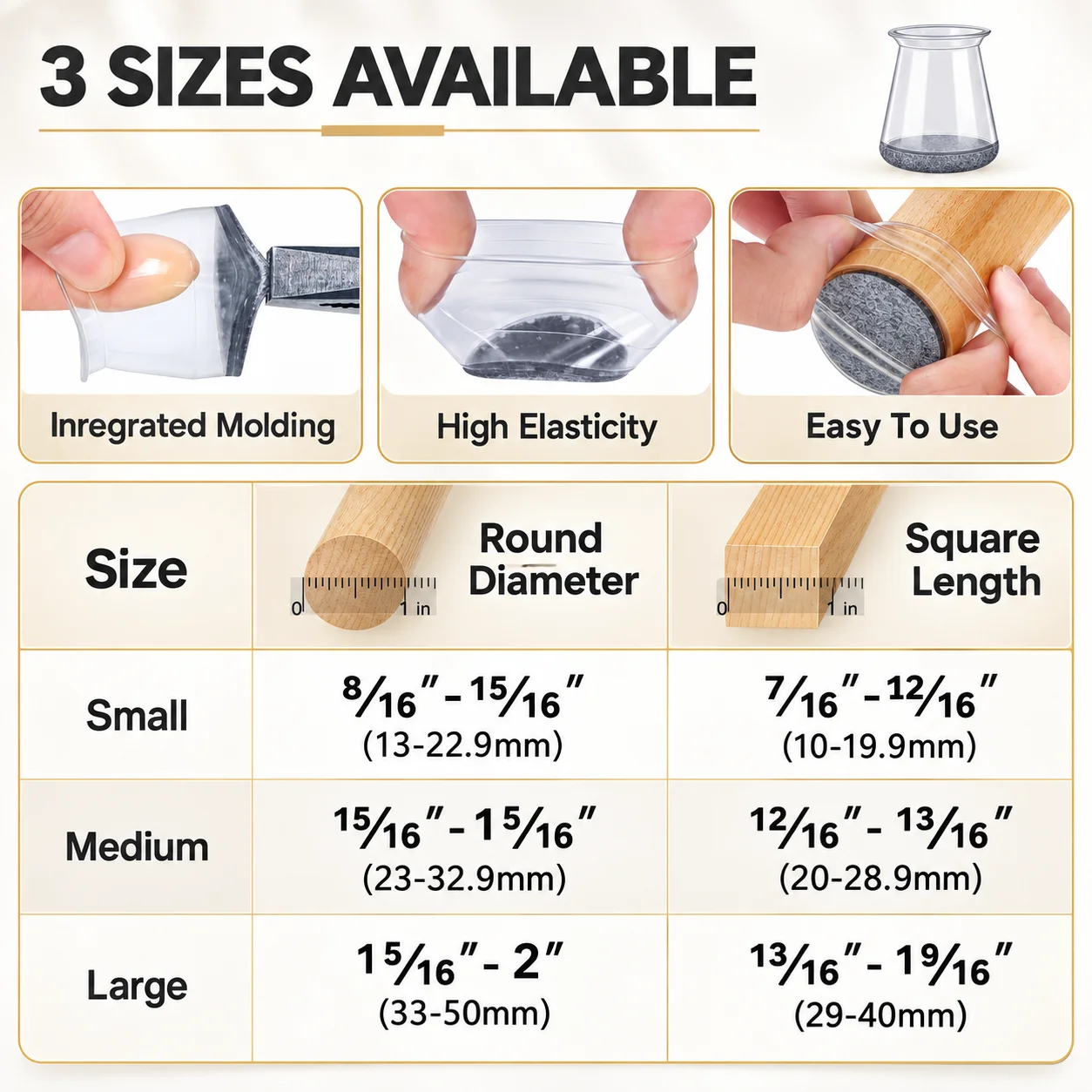 Silicone Chair Leg Caps with Felt Pads - Floor Protection for Hardwood Floors, 24 Pack Round Furniture Pads