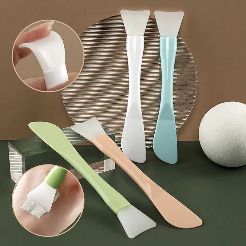 Silicone Facial Mask Brush Professional Double headed Wool Fiber