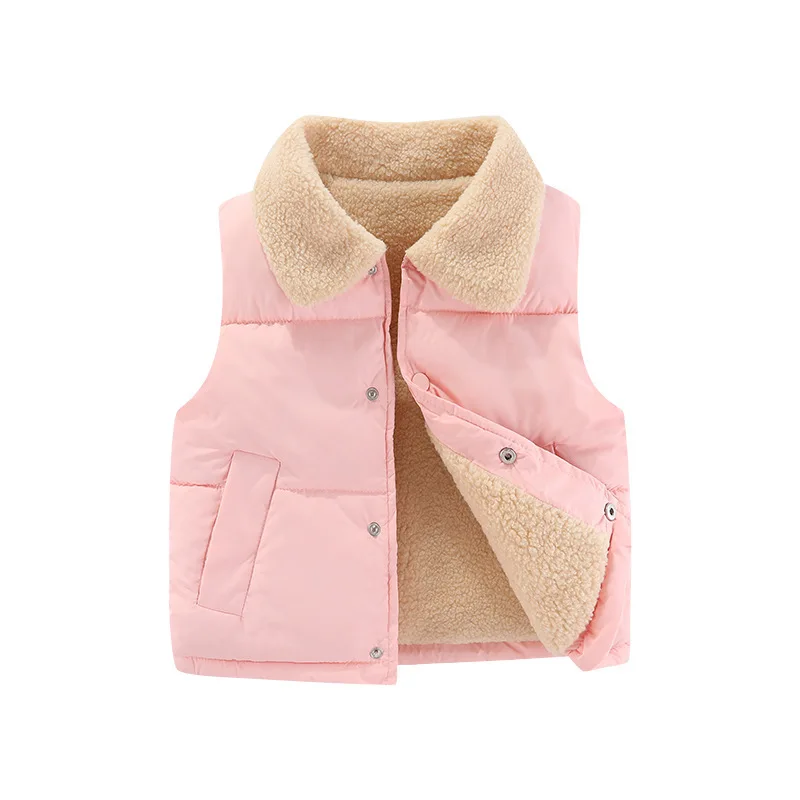 1pcs Girls Boys Down Vest Children Plush Vest Winter Baby Thickened Vests Boy's Coat Girl's Sleeveless Jacket Kids Waistcoat