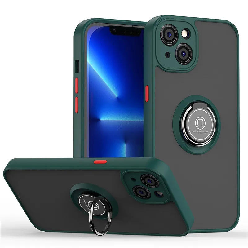 thumbnail image 1 of Magnetic Ring Covers for iPhone 15 13 12 11 14 Pro Max XS X XR Shockproof Matte Cases for iPhone 15 14 Plus 12 13 Mini SE Funda, 1 of 5