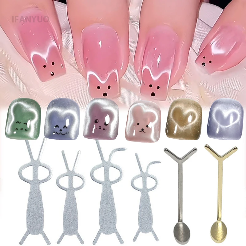 2-6pcs Cat Eye Nail Magnet Set Combined Iron Piece For Creating Rabbit Love Heart Shape Y Clip UV Gel Nail Art Manicure Tools_voghion.com