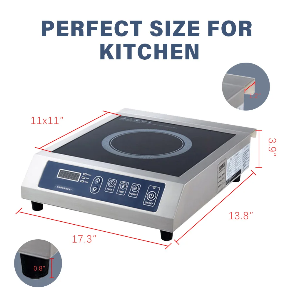ZD01 Induction Cooktop Induction Cooker Stainless Steel Commercial Grade Countertop Cooker Portable Electric Burner
