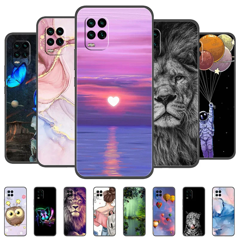 Per Xiaomi Mi 10 Lite Custodia Cover Silicone Soft Marble Black Bumper Funda Coque Per Xiaomi Mi 10 Lite 5G Cover Protettiva 10 Lite