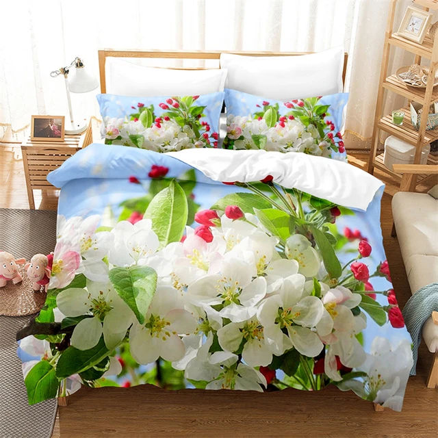 Fiori foglie verdi Set biancheria da letto matrimoniale copripiumino camera  da letto Set copripiumino Set copripiumino King Size Set biancheria da letto  - AliExpress