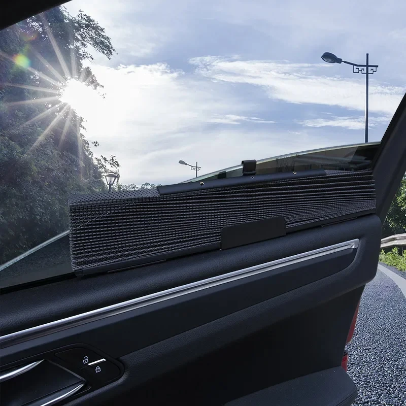 Car Side Window Sun Shade 1PCS Car Side Folding Sunshade Retractable Car Front/Rear Window Sunshades Mesh UV Protect Curtain Foldable Auto Truck SunShield