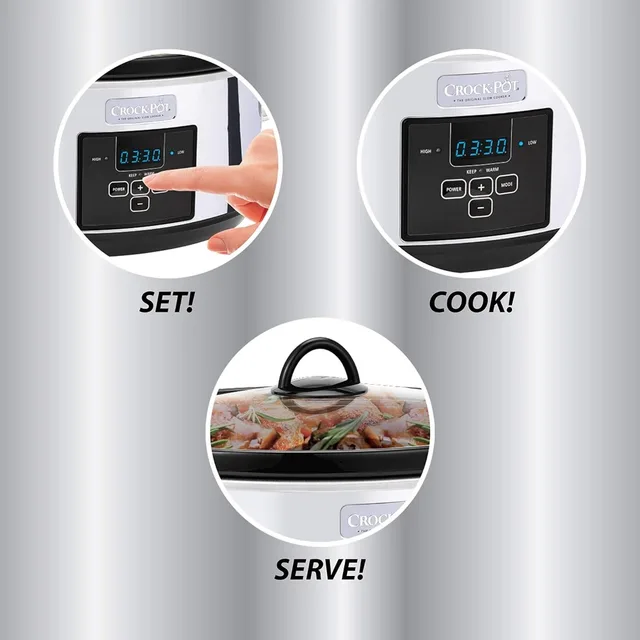 7 Quart Programmable Slow Cooker with Digital Timer, Food Warmer, Polished Platinum, Perfect for Everyday Meals and Entertaining 3