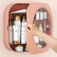 Wall-mounted Makeup Organizer Large Capacity Cosmetics Lipstick Skincare Containers Without Punching Hanging Make up Storage Box 2