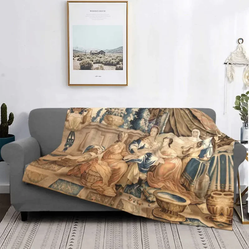 

Sofa Aubusson Antique Tapestry Flannel Throw Blanket Warm Boho French Flowers Blankets Bed Office Couch Decor Kids Adults Gifts