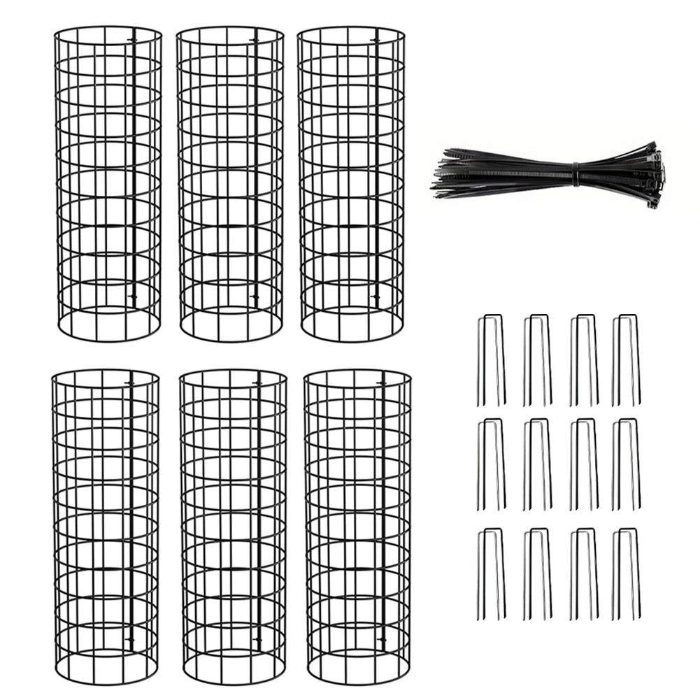 6 Pcs Plant Guard Protectors with Zip Ties & Stakes Metal Garden Protection Tree Wrap Cage Tree Wraps To Protect Bark Tree Tubes