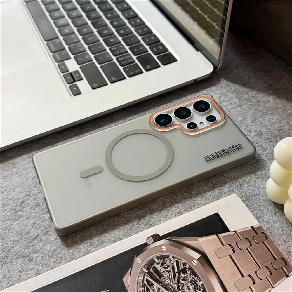 Luxury Matte Translucent Magnetic Wireless Charging Case with Barcode Hard Cover