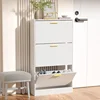 Shoe Cabinet Storage with 3 Flip Drawers for Entryway, White Slim Freestanding Modern Narrow Shoe Organizer Rack 1