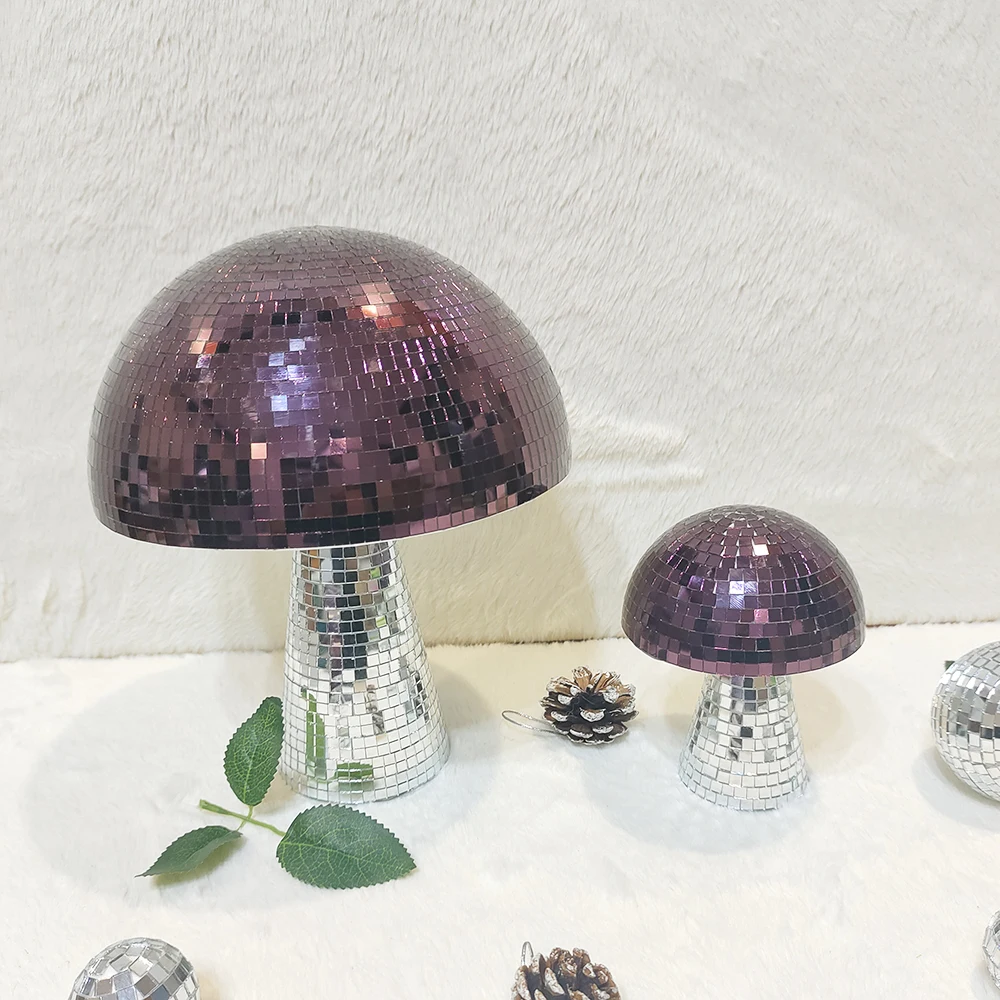 Boule à miroir Disco champignon violet, décoration de maison pour